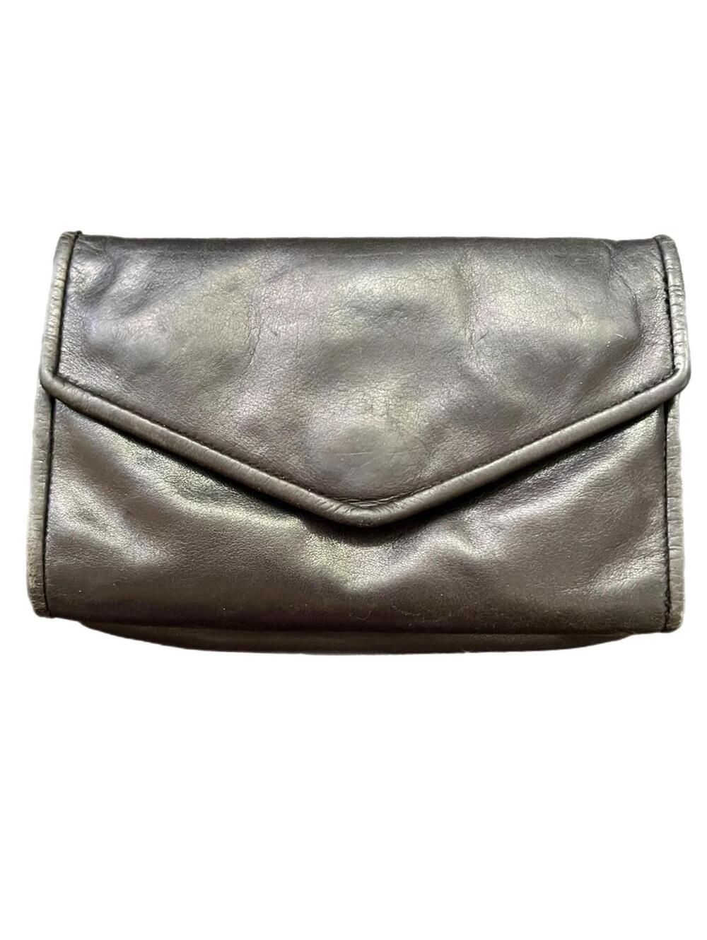 Marissima Soft Leather Multi Pocket‎ Black Leather Clutch - 8.5”x5.5”